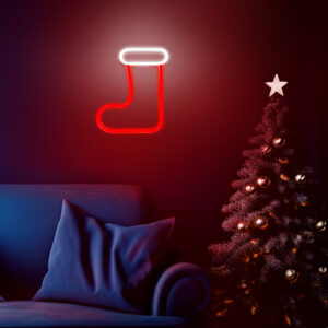 Neoninė LED KALĖDINĖ KOJINĖ balta raudona FLNE23 Forever Light - Image 7