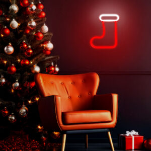 Neoninė LED KALĖDINĖ KOJINĖ balta raudona FLNE23 Forever Light - Image 8