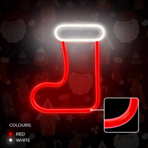 Neoninė LED KALĖDINĖ KOJINĖ balta raudona FLNE23 Forever Light - Image 6