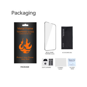 Grūdinto stiklo metalinis rėmelis, skirtas Samsung Galaxy A06 4G / 5G, juodas rėmelis - Image 3