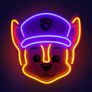 Pakabinama neoninė LED Paw Patrol iškaba ant organinio stiklo – Chase OW-130346 - Image 2