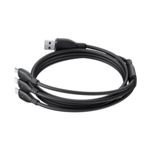 Baseus itin spartus „trys viename“ greitojo įkrovimo laidas USB-A į M+L+C 3.5A 0.8m Cosmic Black - Image 3
