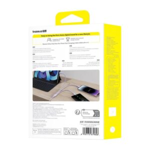 Baseus itin spartus „trys viename“ greitojo įkrovimo laidas USB-A į M+L+C 3.5A 1.3m Nebula Purple - Image 7