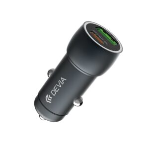 Devia automobilinis įkroviklis Extreme PD QC 3.0 30W + 18W 1x USB 1x USB-C tamsiai pilkas