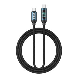 BWOO USB-C – USB-C laidas 1m 60W su LED ekranu, pintas, juodas