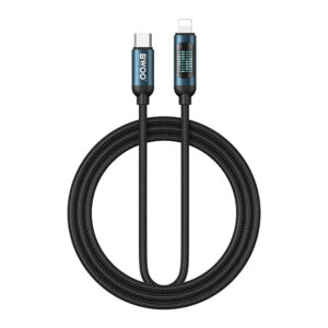 BWOO USB-C į Lightning laidas 1m 27W su LED ekranu, pintas, juodas