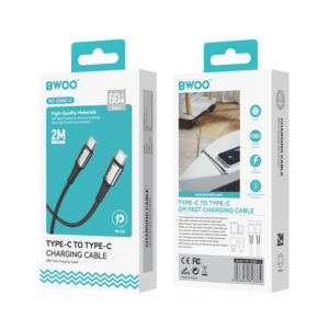 BWOO Pintas laidas USB-C - USB-C 2m 60W juodas - Image 4