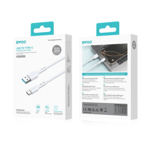 BWOO USB - USB-C laidas 2m 3A baltas - Image 4