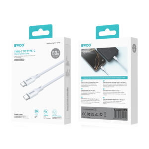BWOO Kabelis USB-C - USB-C 2m 60W ABS + TPE baltas - Image 4