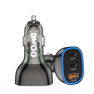 BWOO PD automobilinis įkroviklis 2x USB-C jungtis + USB-A 68W juodas - Image 3