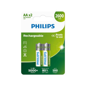 PHILIPS įkraunama baterija AA NiMH 2600mAh, 2 vnt. rinkinys.