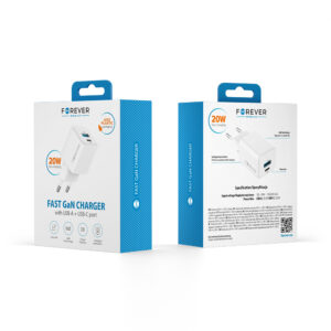 Forever TC-08-20AC GaN PD QC įkroviklis 1x USB-C 1x USB 20W baltas - Image 7