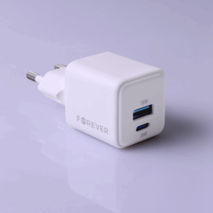 Forever TC-08-20AC GaN PD QC įkroviklis 1x USB-C 1x USB 20W baltas - Image 4