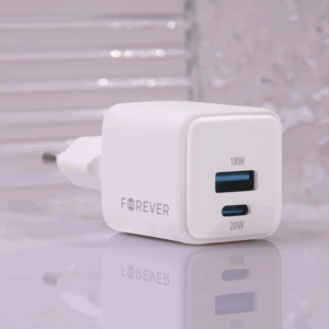 Forever TC-08-20AC GaN PD QC įkroviklis 1x USB-C 1x USB 20W baltas - Image 5