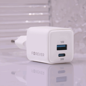 Forever TC-08-30AC GaN PD QC įkroviklis 1x USB-C 1x USB 30W baltas - Image 5