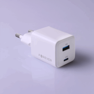 Forever TC-08-45AC GaN PD QC įkroviklis 1x USB-C 1x USB 45W baltas - Image 4