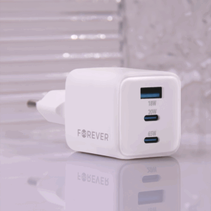 Forever TC-08-65ACC GaN PD QC įkroviklis 2x USB-C 1x USB 65W baltas - Image 5