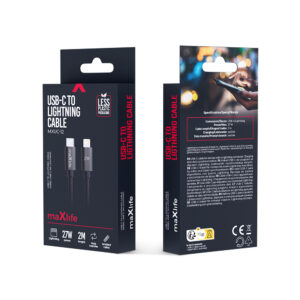 Maxlife MXUC-12 laidas USB-C – Lightning 2,0 m 27W juodas - Image 3