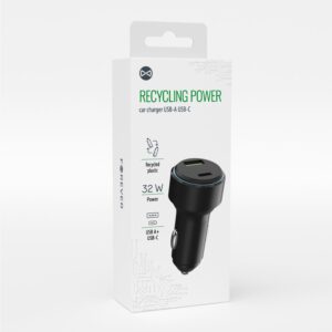 Forever perdirbamo plastiko automobilinis įkroviklis su USB-C ir USB-A jungtimis 32W LS-AC-32 - Image 2