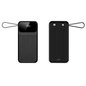 Maxlife išorinė baterija su integruotais laidais MXPB-06 PD QC 22,5W 10000 mAh juoda - Image 3