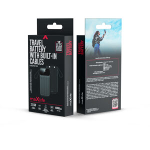 Maxlife išorinė baterija su integruotais laidais MXPB-06 PD QC 22,5W 10000 mAh juoda - Image 10