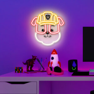 Pakabinamas neoninis LED Paw Patrol šviestuvas ant organinio stiklo - Rubble OW-130446 - Image 2