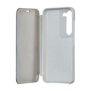 „Fold Mirror View“ dėklas, skirtas Samsung Galaxy A14 4G / A14 5G, sidabrinis