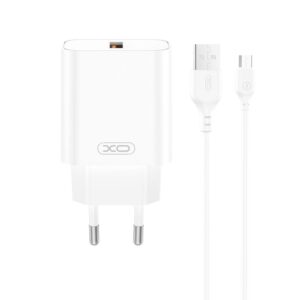 XO sieninis įkroviklis CE33 QC 18W 1x USB baltas + laidas USB-C