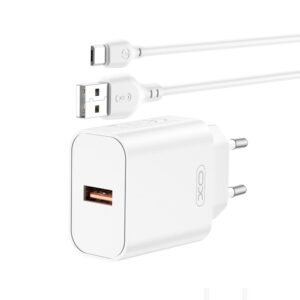 XO sieninis įkroviklis CE33 QC 18W 1x USB baltas + laidas USB-C - Image 2