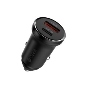 Devia automobilinis įkroviklis Smart Mini PD QC 3.0 30W 1x USB 1x USB-C baltas