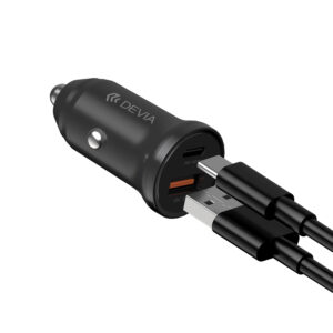Devia automobilinis įkroviklis Smart Mini PD QC 3.0 30W 1x USB 1x USB-C baltas - Image 3