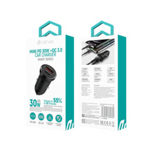 Devia automobilinis įkroviklis Smart Mini PD QC 3.0 30W 1x USB 1x USB-C baltas - Image 10
