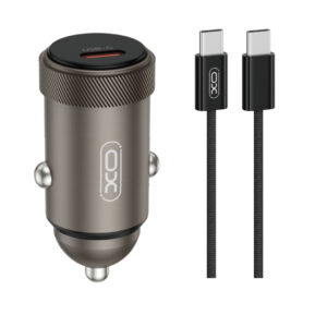 XO automobilinis įkroviklis CC70 PD 30W 1x USB-C juodas + laidas USB-C - USB-C