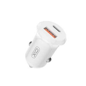 XO automobilinis įkroviklis CC69 PD 30W QC 1x USB 1x USB-C baltas