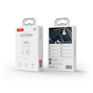 XO automobilinis įkroviklis CC69 PD 30W QC 1x USB 1x USB-C baltas - Image 2