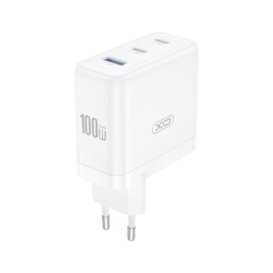 XO sieninis įkroviklis CE35 PD 100W 2x USB-C 1x USB baltas