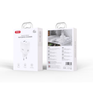 XO sieninis įkroviklis CE36 PD 45W 1x USB-C 1x USB baltas - Image 2
