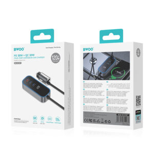 BWOO CC107 PD automobilinis įkroviklis 1x USB-C - USB-A jungtis 30W juodas - Image 4