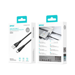 BWOO USB - USB-C laidas 1m 27W 3A juodas BO-X318C - Image 4