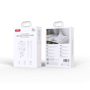 XO sieninis įkroviklis CE36 PD 45W 1x USB-C 1x USB baltas + laidas USB-C - USB-C - Image 2