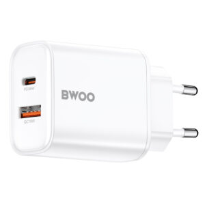 BWOO CDA207 PD 36W sieninis įkroviklis 1x USB-A + USB-C jungtis baltas - Image 2
