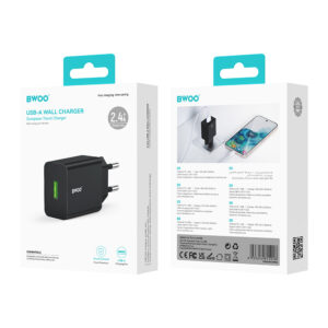 BWOO sieninis įkroviklis CDA249 5V 2,4A USB-A, juodas - Image 4
