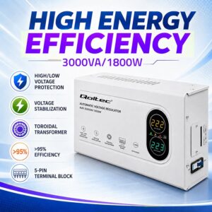 Qoltec 50450 Automatinis įtampos stabilizatorius AVR 3000VA | 1800W - Image 2