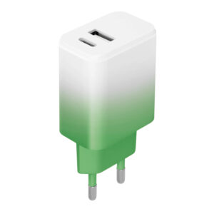 Setty įkroviklis USB + USB-C 20W LSIG-AC-20 mėtų ir baltos spalvos gradientas