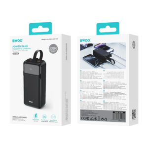 BWOO 65W išorinė baterija 30000 mAh 2x USB-A, 1 x USB-C su LCD ekranu, juoda - Image 4