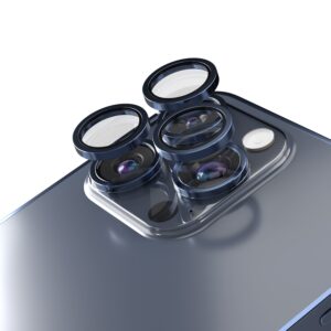 Etteri kameros objektyvo apsauga, skirta iPhone 15 Pro / 15 Pro Max, tamsiai mėlyna