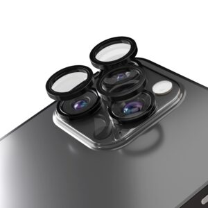 Etteri kameros objektyvo apsauga, skirta Apple iPhone 16 Pro / 16 Pro Max, juoda