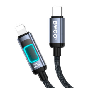 BWOO X324CL pintas greitojo įkrovimo laidas su šviesos indikatoriumi PD 27W USB-C – Lightning - Image 2
