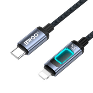 BWOO X324CL pintas greitojo įkrovimo laidas su šviesos indikatoriumi PD 27W USB-C – Lightning - Image 3