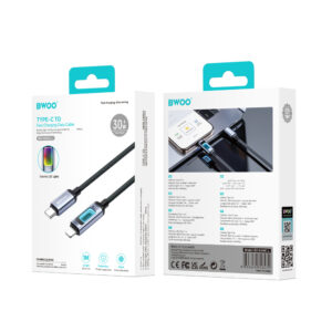 BWOO X324CL pintas greitojo įkrovimo laidas su šviesos indikatoriumi PD 27W USB-C – Lightning - Image 4